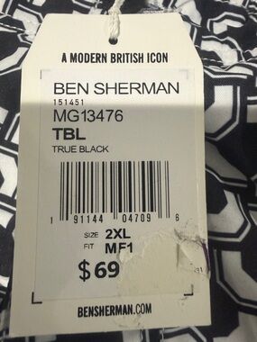 Ben Sherman Black and White Graphic swim trunks